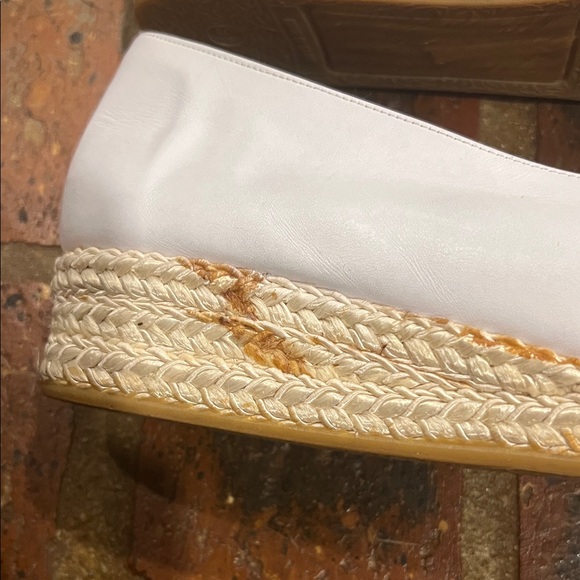 Stuart Weitzman White and Gold Studded Espadrilles - Picture 5 of 12